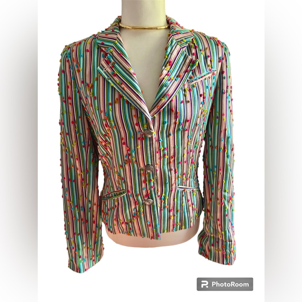 Vintage Colorful Striped & Dotted Stackpole Moore Tryon Suit Jacket S